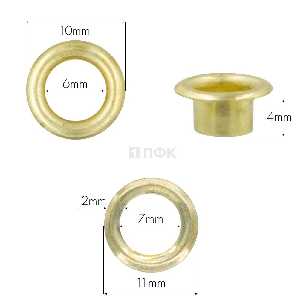 Люверсы №4 6мм сталь эконом цв золото (уп 5000шт/100000шт) — ПФКР Люверсы №4 6мм сталь эконом цв золото (уп 5000шт/100000шт)