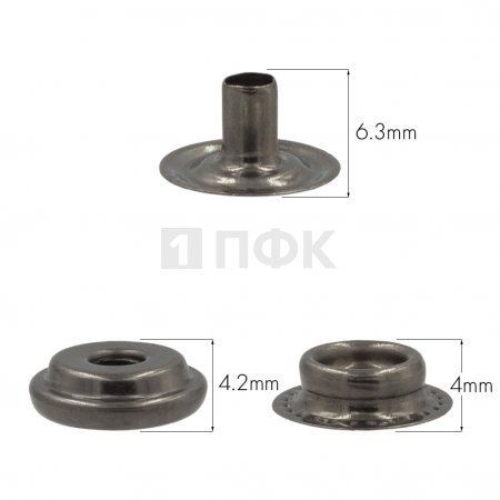 3 Части кнопки для одежды 15мм №61 латунь цв никель тем (уп 720шт) STRONG