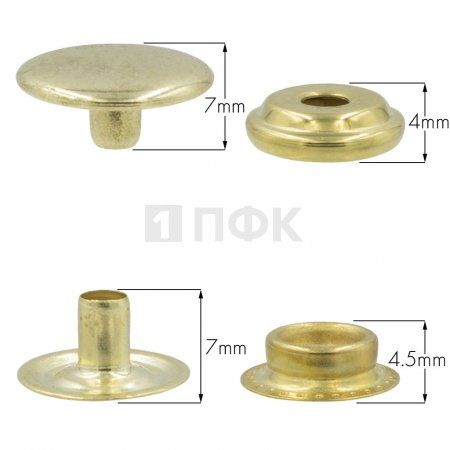 Кнопка для одежды 15мм №61 латунь цв золото (уп 720шт) NEW STAR