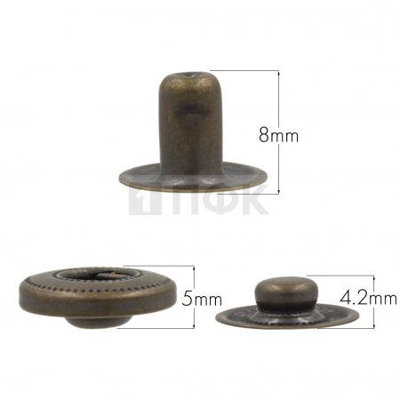 3 Части кнопки для одежды 15мм Альфа нерж цв антик (уп 720шт) DNG