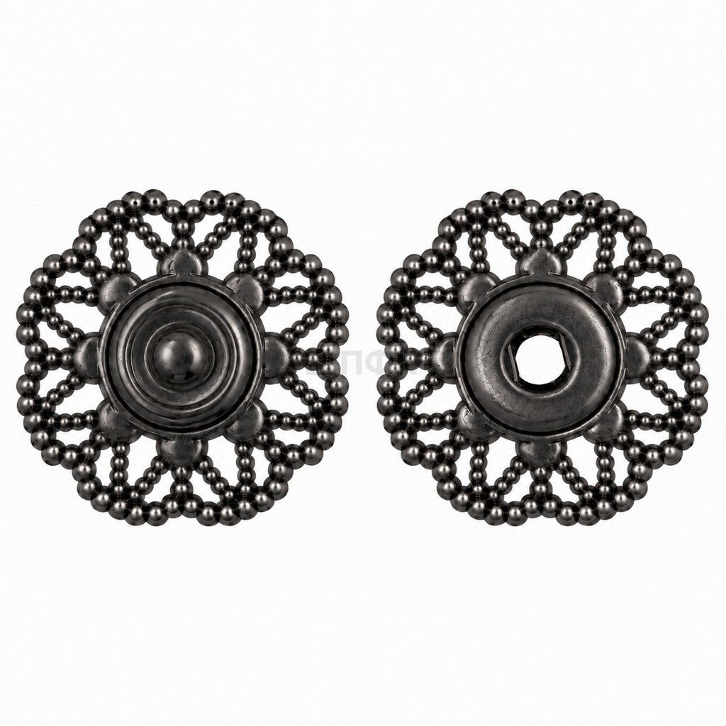 Кнопка пришивная декоративная YM-0415 15мм цв никель тем (уп 100шт/кор 1000шт)