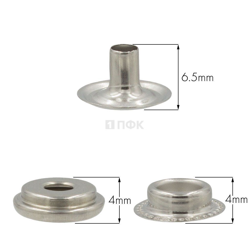 3 Части кнопки для одежды 15мм №61 нерж цв никель (уп 720шт) NEW STAR