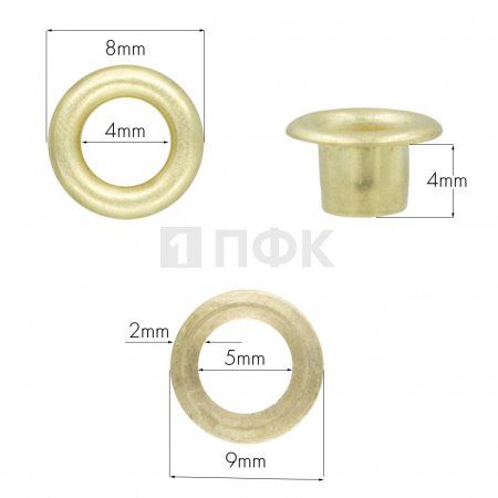 люверсы №2 4мм латунь цв золото (уп 5000шт) 