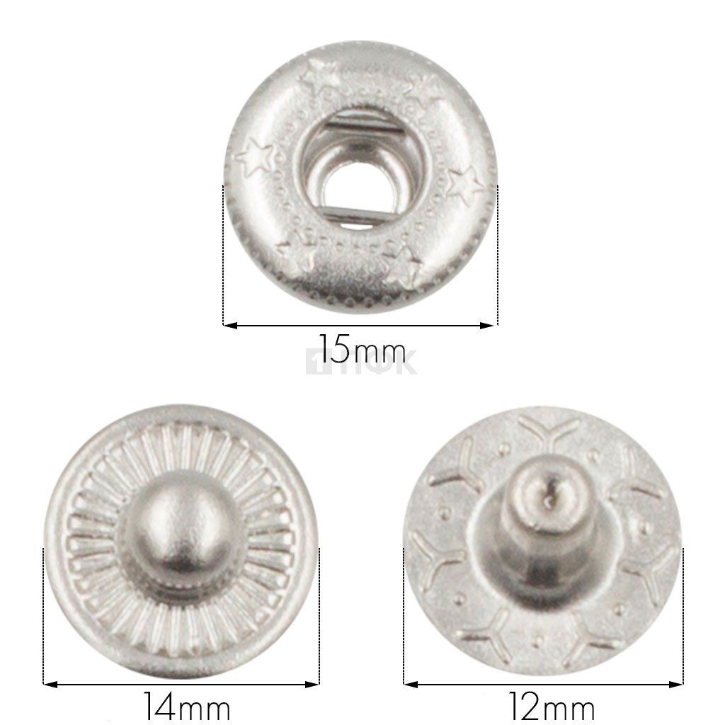 3 Части кнопки для одежды 15мм Альфа сталь цв никель (уп 720шт) STRONG