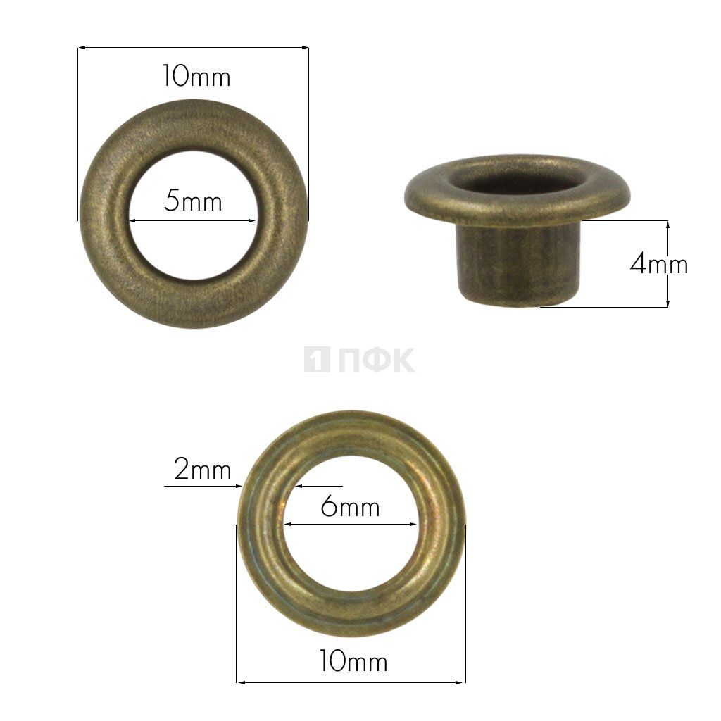 Люверсы №3 5мм сталь эконом цв антик (уп 5000шт/100000шт) 