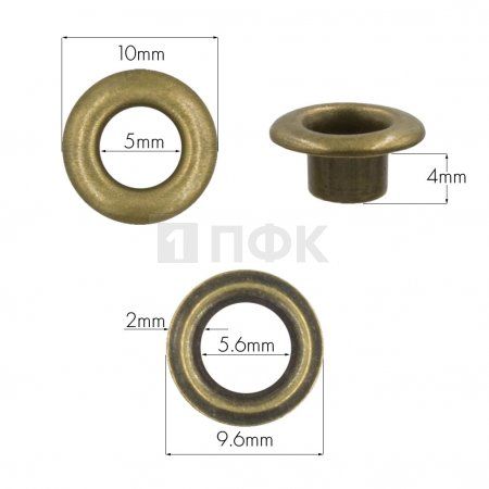 Люверсы №3 5мм латунь цв антик (уп 5000шт) 