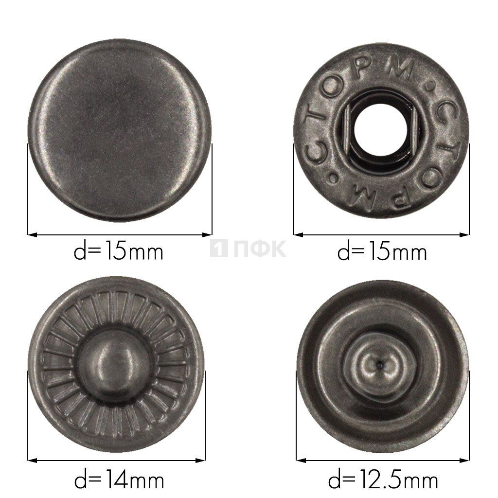 Кнопка для одежды 15мм Альфа нерж цв никель тем(уп 720шт) STORM — ПФКР Кнопка для одежды 15мм Альфа нерж цв никель тем(уп 720шт) STORM