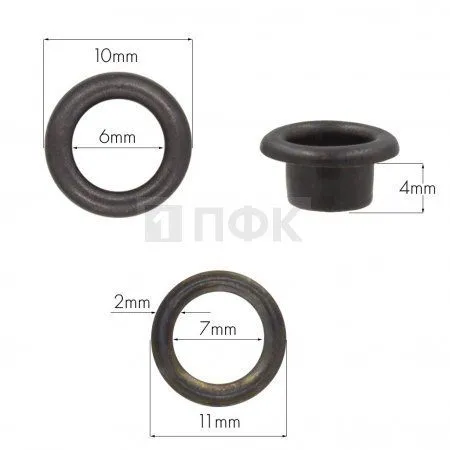 Люверсы №4 6мм сталь эконом цв оксид (уп 5000шт/100000шт) 